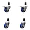 Service Caster 3'' Blue Poly Swivel 1-1/2'' Expanding Stem Caster Set 2 Total Lock Brakes, 4PK SCC-EXTTL20S314-PPUB-BLUE-2-S-2-112 - alternate 1
